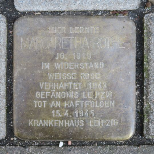 Stolperstein en memoria de Margaretha Rothe