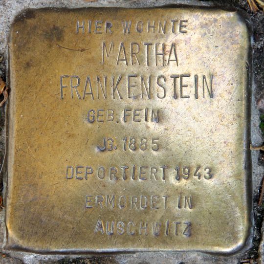 Stolperstein dedicated to Martha Frankenstein