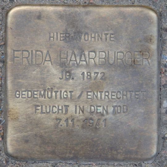 Stolperstein dedicated to Frida Haarburger