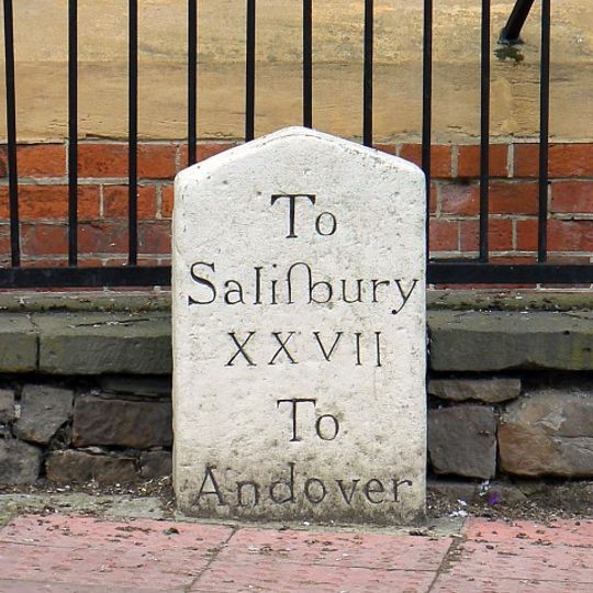 Milestone, High Street, on S side of Town Hall, close to public toilets.