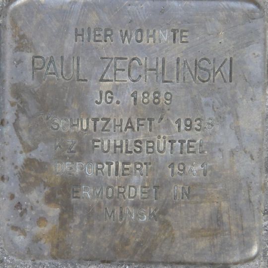 Stolperstein en memoria de Paul Zechlinski