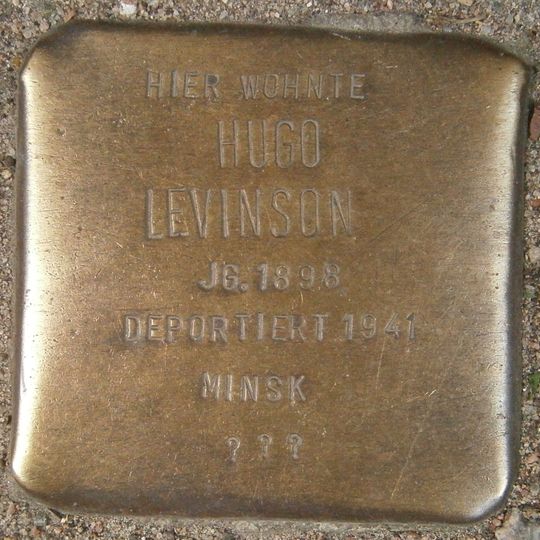 Stolperstein dedicated to Hugo Levinson