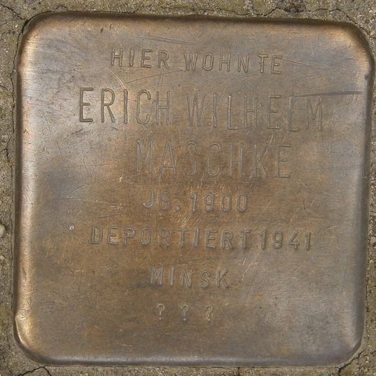 Stolperstein dedicated to Erich Wilhelm Maschke