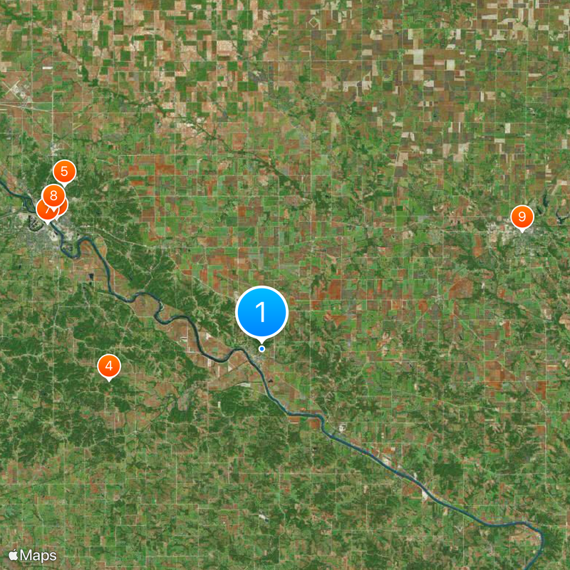 Domek z obrazu American Gothic Mapa