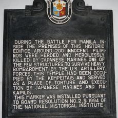 Battle of Manila in Scottish Rite Temple historical marker