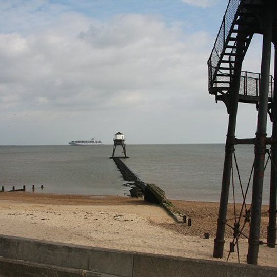 The Dovercourt lighthouses and causeway