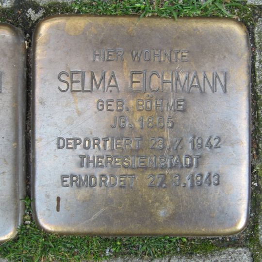 Stolperstein dedicated to Selma Eichmann