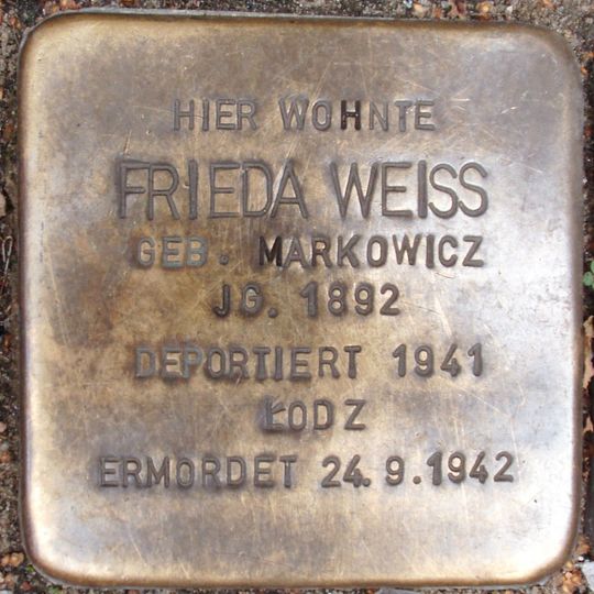 Stolperstein dedicated to Frieda Weiss