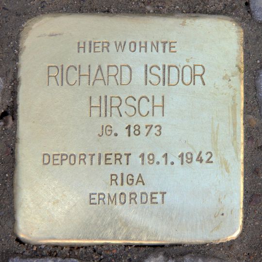 Stolperstein dedicated to Richard Isidor Hirsch