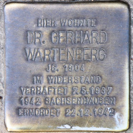 Stolperstein en memoria de Gerhard Wartenberg