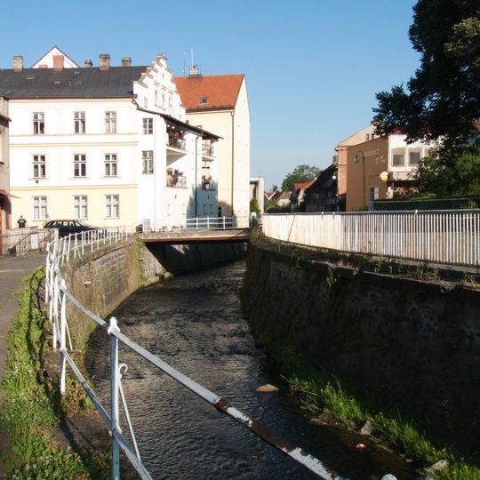 Most přes Kamenici v České Kamenici mezi náměstím Míru a školou