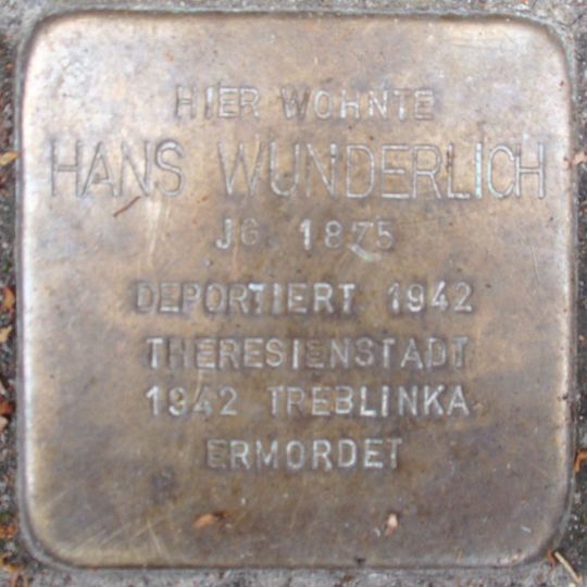 Stolperstein dedicated to Hans Wunderlich