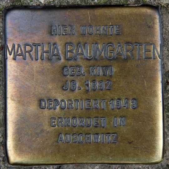Stolperstein dedicated to Martha Baumgarten