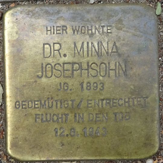 Stolperstein dedicated to Minna Josephsohn
