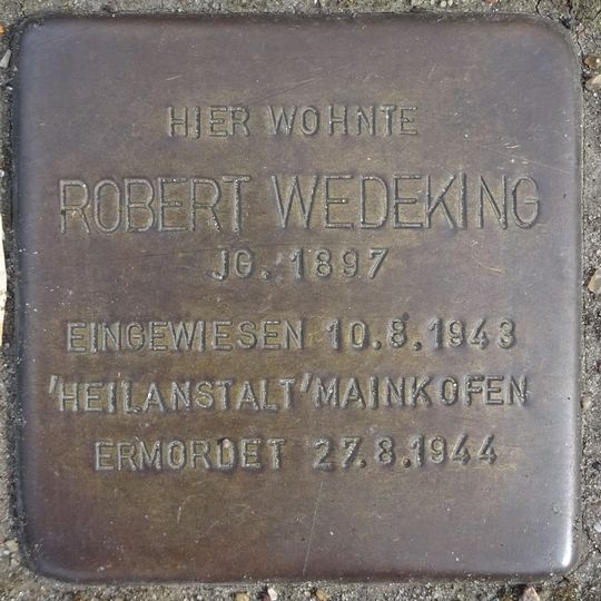 Stolperstein dedicated to Robert Wedeking