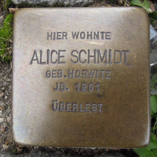 Stolperstein dedicated to Alice Schmidt