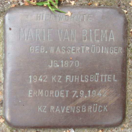 Stolperstein dedicated to Marie van Biema