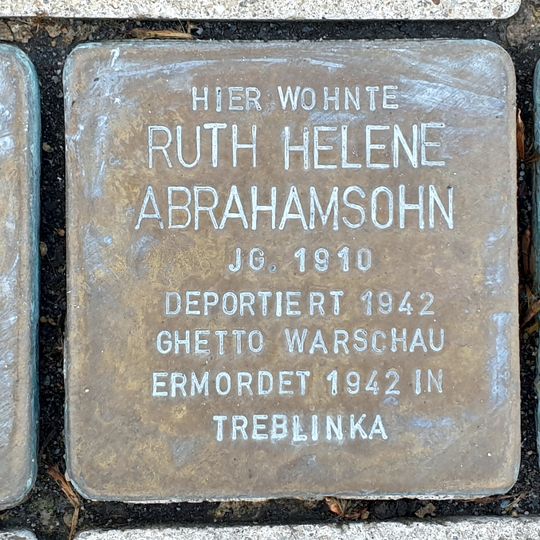 Stolperstein dedicated to Ruth Helene Abrahamsohn