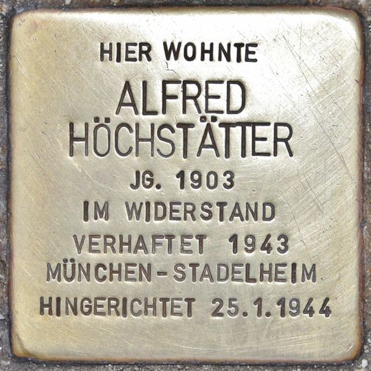 Stolperstein dedicated to Alfred Höchstätter