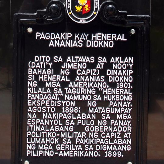 Capture of General Ananias Diokno historical marker