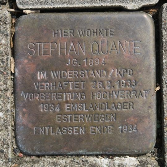 Stolperstein dedicated to Stephan Quante