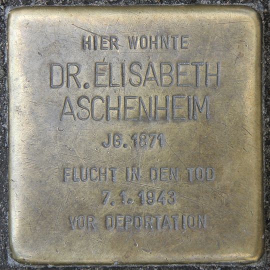 Stolperstein dedicated to Dr. Elisabeth Aschenheim