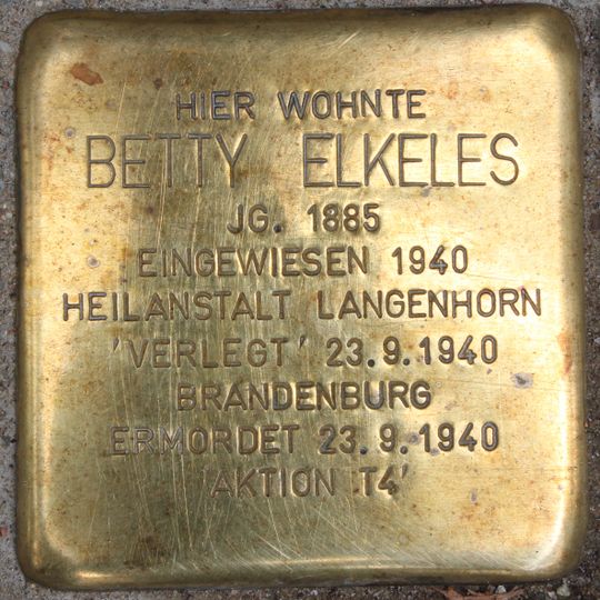 Stolperstein dedicated to Betty Elkeles