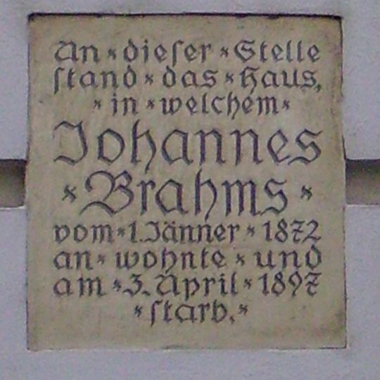 Gedenktafel für Johannes Brahms