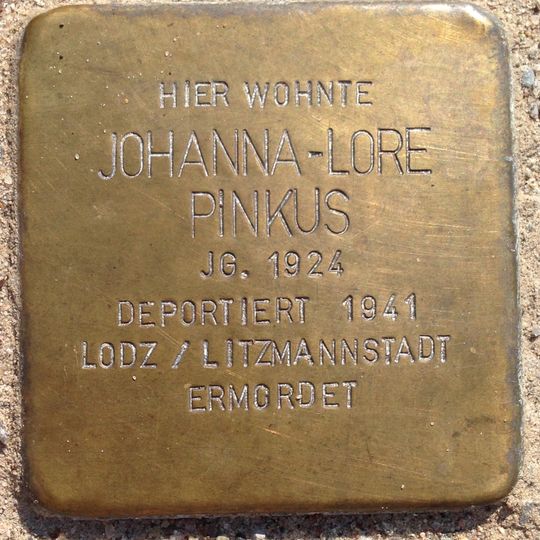 Stolperstein dedicated to Johanna-Lore Pinkus
