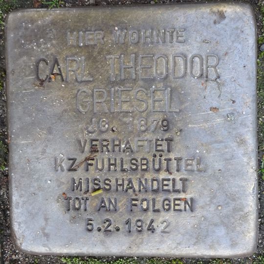 Stolperstein dedicated to Carl Theodor Griesel