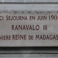 Plaque commémorative de la résidence de Ranavalona III