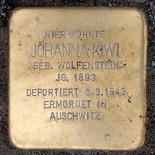 Stolperstein en memoria de Johanna Kiwi