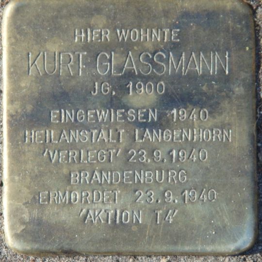 Stolperstein dedicated to Kurt Glassmann