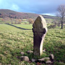 Sculptured cross near Shamrock Wood, Whelprigg