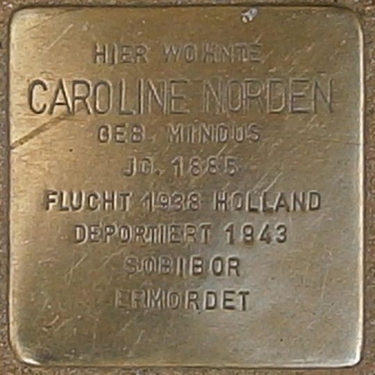 Stolperstein à la mémoire de Caroline Norden