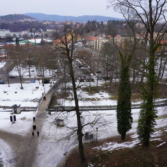 Lávka ulice Jelení zahrada přes Polečnici v Českém Krumlově