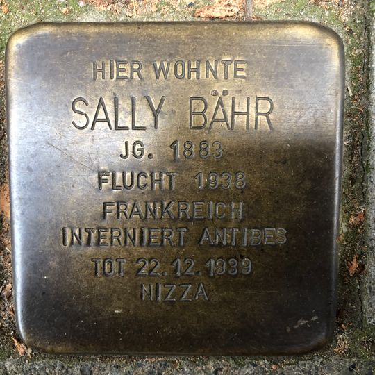 Stolperstein en memoria de Sally Bähr