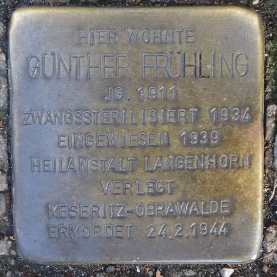 Stolperstein en memoria de Günther Frühling