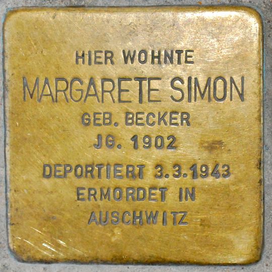 Stolperstein à la mémoire de Margarete Simon