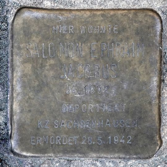 Stolperstein en memoria de Salomon Ephraim Jacobus