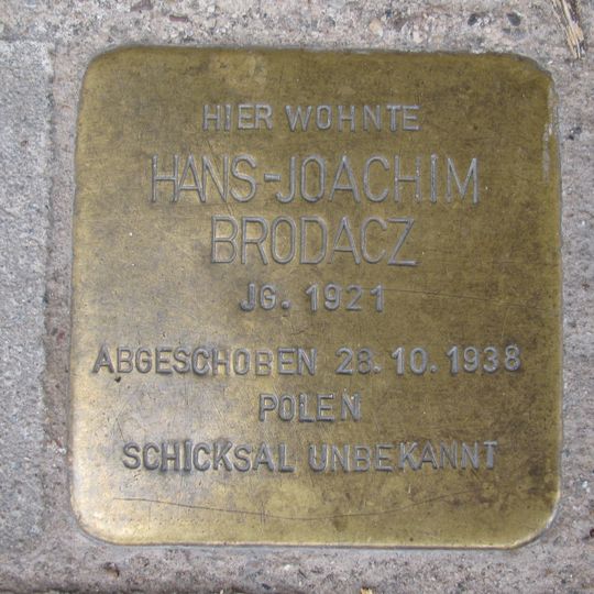 Stolperstein en memoria de Hans-Joachim Brodacz