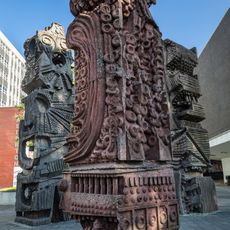 Three Totem Sculptures In Front Courtyard Of The Allerton Building On Salford University Campus