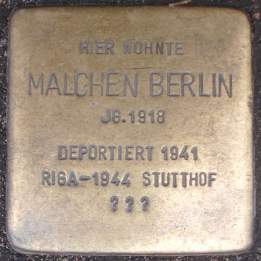 Stolperstein dedicated to Malchen Berlin