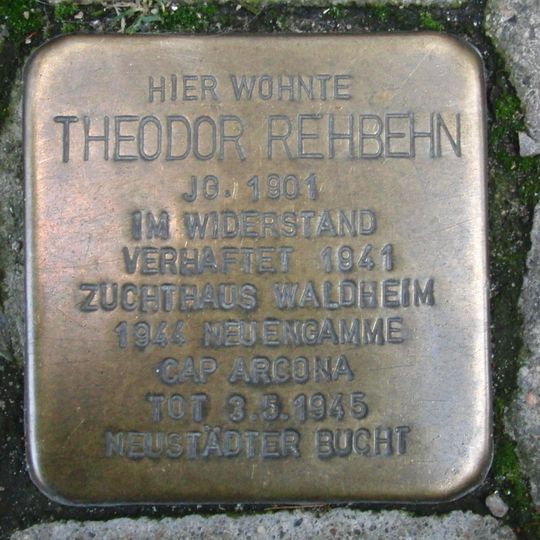 Stolperstein en memoria de Theodor Rehbehn