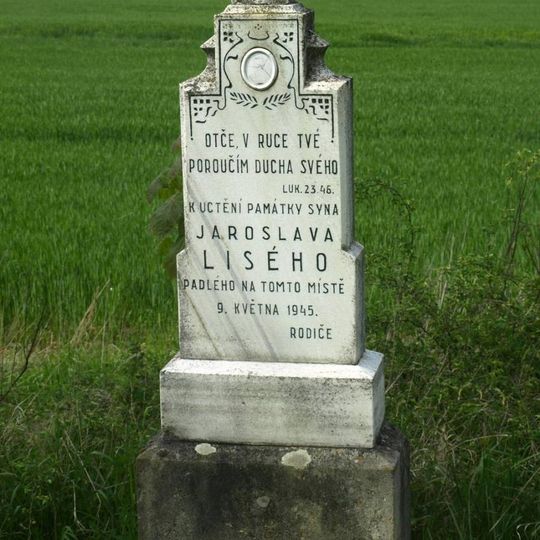 Pamětní kříž Jaroslava Lisého u silnice mezi Křižanovem a Heřmanovem