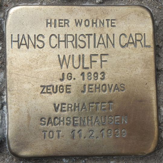 Stolperstein en memoria de Hans Christian Carl Wulff