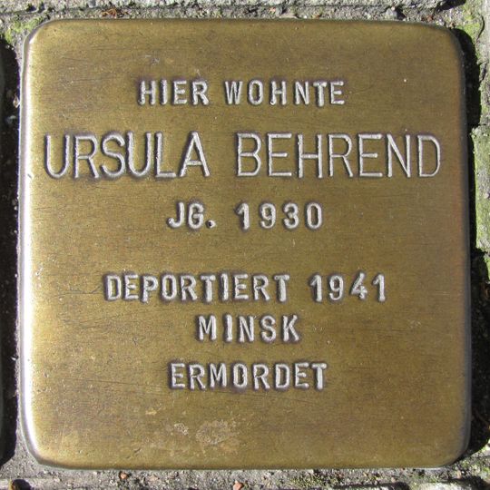 Stolperstein dedicated to Ursula Behrend