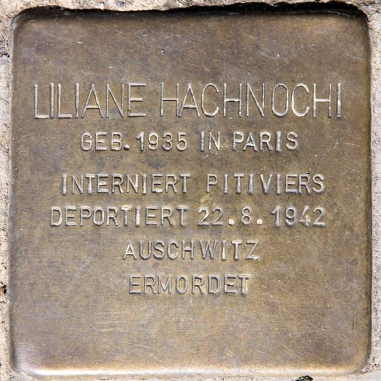 Stolperstein dedicated to Liliane Hachnochi