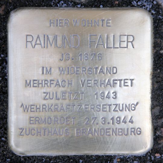 Stolperstein dedicated to Raimund Faller