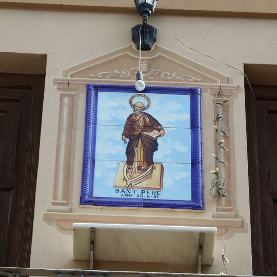 Ceramic panel of Saint Peter at Sant Pere street